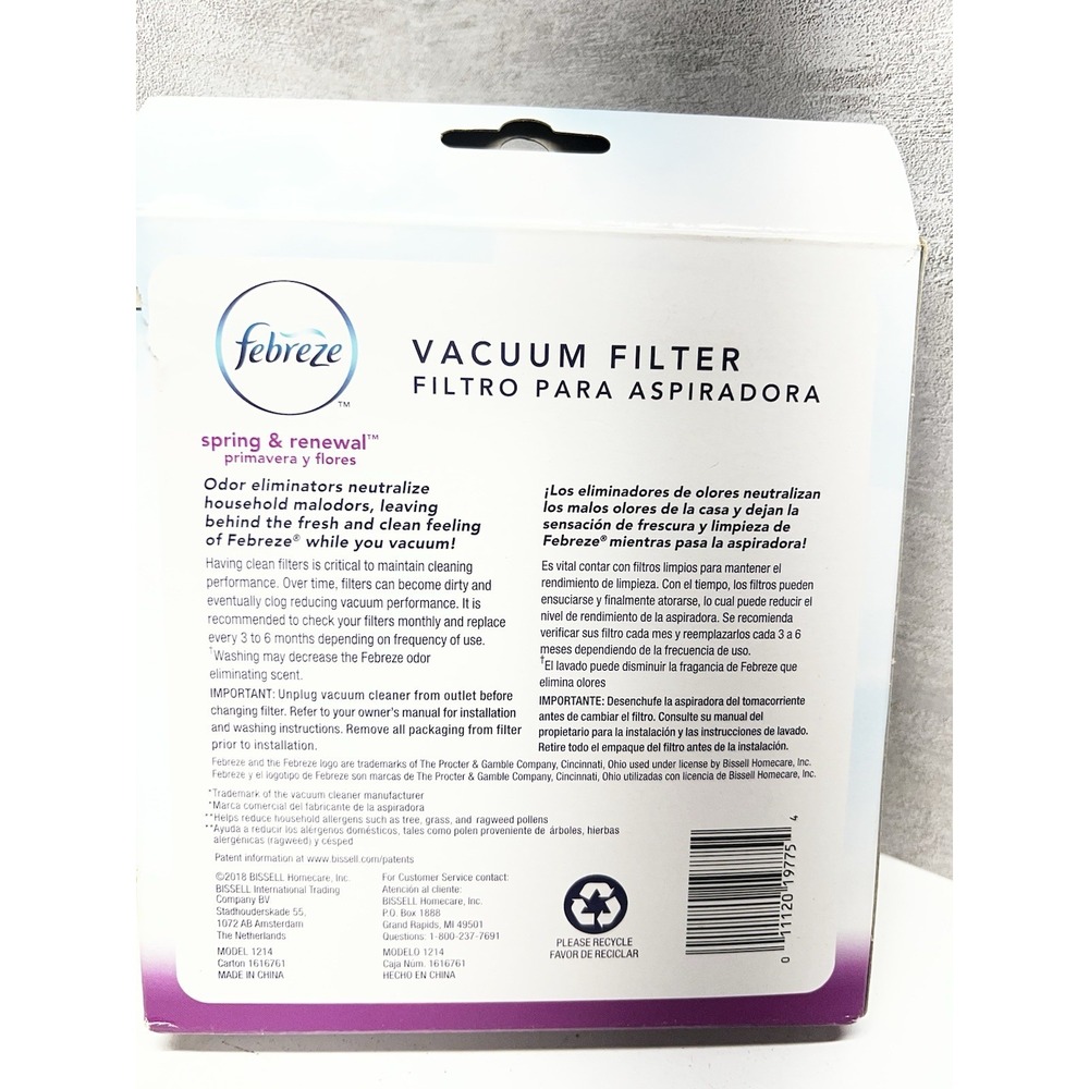 Febreze BISSELL Style 1214 Washable Upright Vacuum Filter, Spring & Renewal - Picture 3 of 4